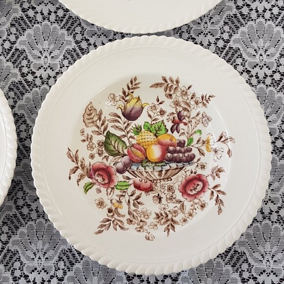 4pc Johnson Brothers PONOMA Rimmed Soup Bowl Set, Windsor Ware Brown Transferwar - Picture 8 of 11